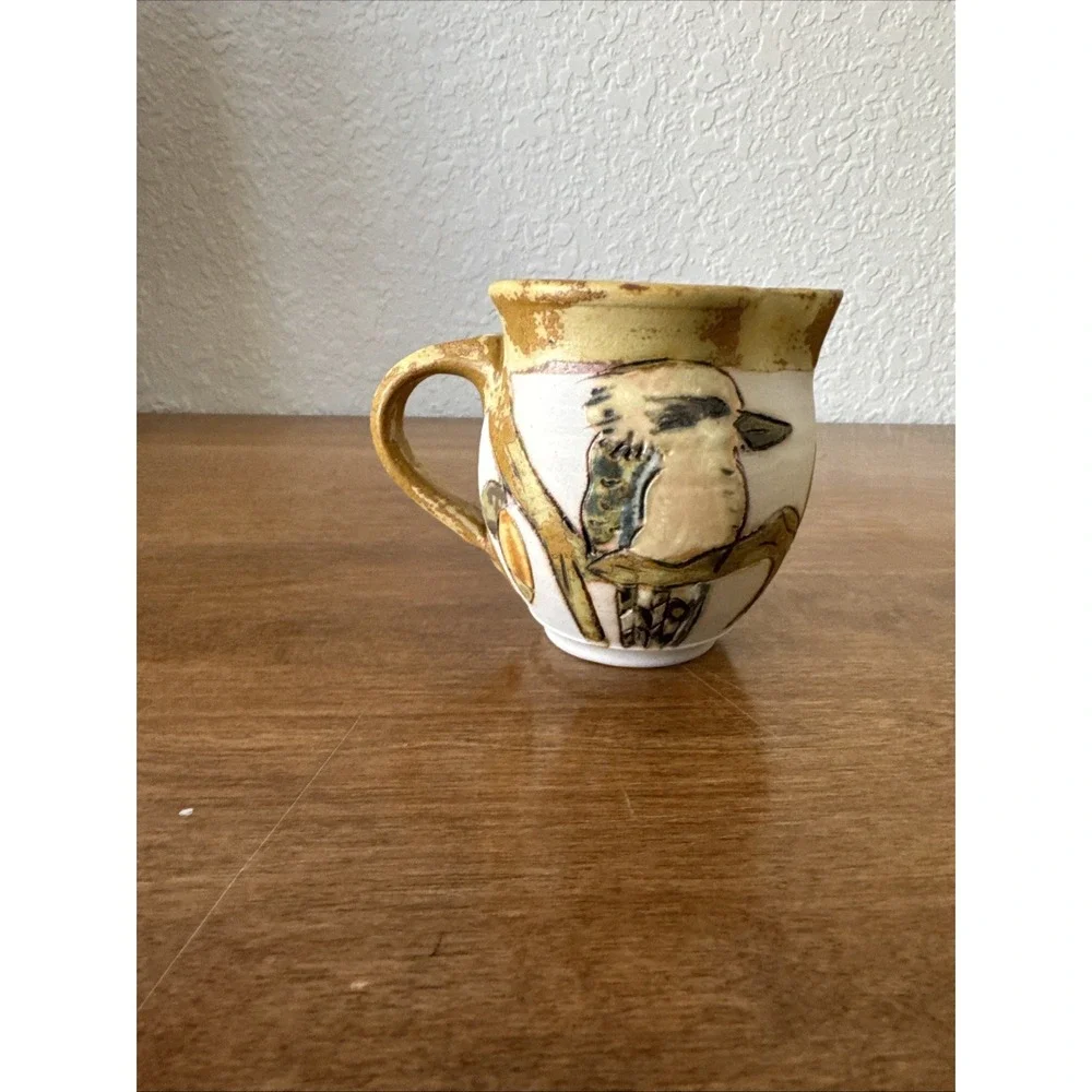 Vintage Australian Spring Mount Studio Pottery Floral, Bird Pitcher And Vase